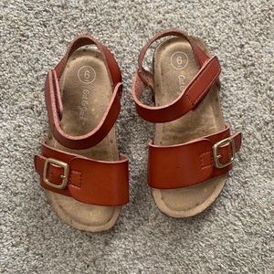 Brown ankle strap buckle sandals